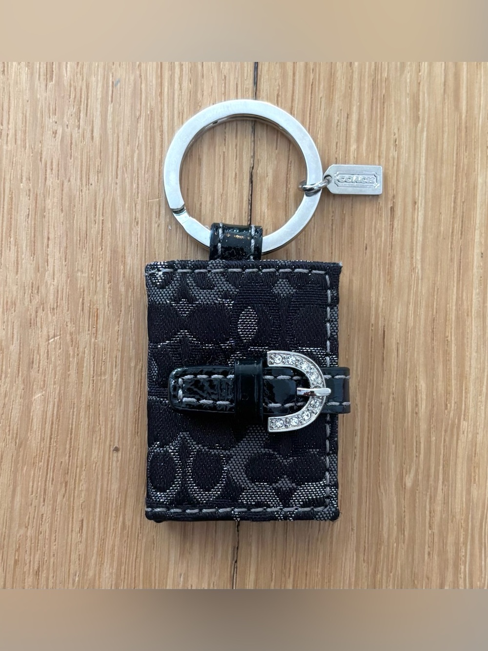 Vintage Coach Black Signature C Mini Picture Frame Keychain Purse Bag Charm Y2K